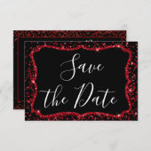 赤いハートグリッタースパークルSweet sixteen誕生日 招待状 (正面/裏面)