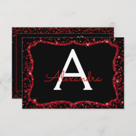 赤いハートグリッタースパークルSweet sixteen誕生日 招待状