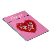 赤いハートグリッター蝶 ノートブック (右側)