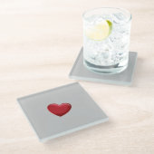 赤いハートグレイトレンディーラヴ結婚ィーズ ガラスコースター (アングル)