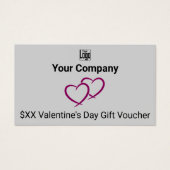 赤いハートグレーバレンタインのギフト券カード (正面)