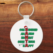 赤いハートサンタスリートインディアクリスマスホリデー キーホルダー (裏面)