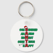 赤いハートサンタスリートインディアクリスマスホリデー キーホルダー (裏面)