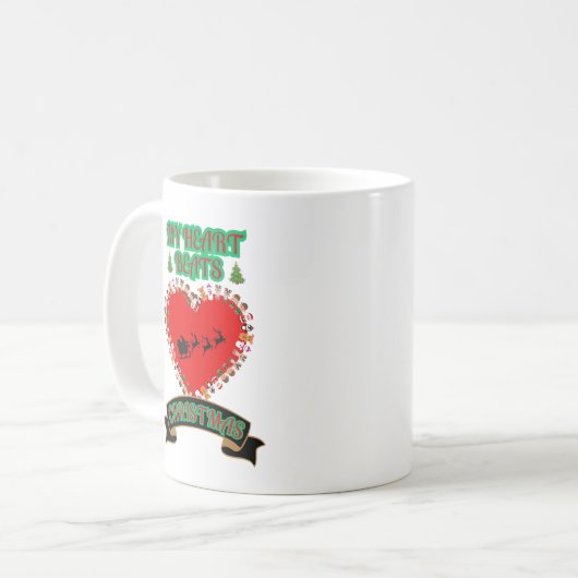 赤いハートサンタスリートインディアクリスマスホリデー コーヒーマグカップ (正面左)