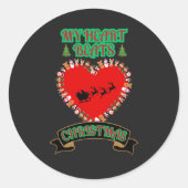 赤いハートサンタスリートインディアクリスマスホリデー ラウンドシール (正面)