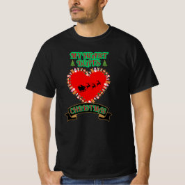 赤いハートサンタスリートインディアクリスマスホリデー Tシャツ