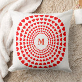 赤いハートサークルマンダラオンホワイト クッション (ブランケット)