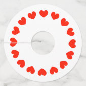 赤いハートサークルワイングラスラベル ワイングラスタグ (正面)