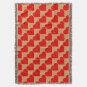赤いハートシェイプラブクラシックシンプルミニマリズム スローブランケット (正面縦)