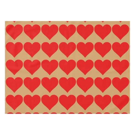 赤いハートシェイプラブクラシックシンプルミニマリズム テーブルクロス (正面(横))