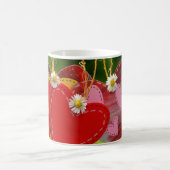 赤いハートシェイプ紙カットラブ&ロマンス コーヒーマグカップ (中央)