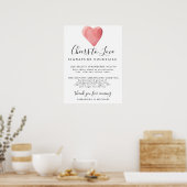 赤いハートシグネチャーカクテル結婚のバー記号 ポスター (キッチン)