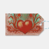 赤いハートシャンパンラベル ギフトタグ (正面(横))