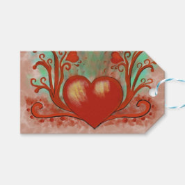 赤いハートシャンパンラベル ギフトタグ