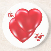 赤いハートシンプルオンホワイトハッピーバレンタインデー | コースター (正面)