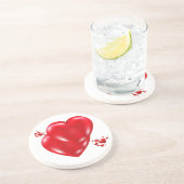 赤いハートシンプルオンホワイトハッピーバレンタインデー | コースター (側面)