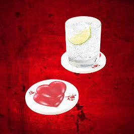 赤いハートシンプルオンホワイトハッピーバレンタインデー | コースター