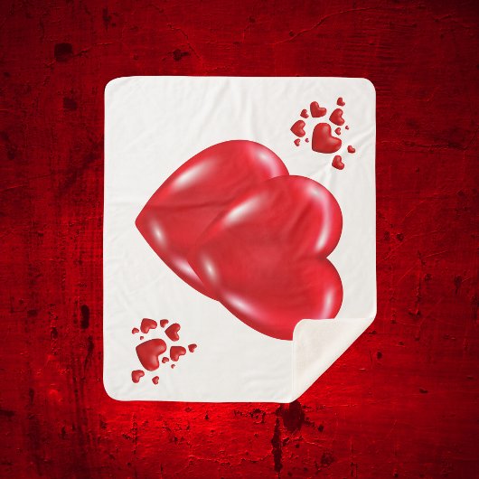 赤いハートシンプルオンホワイトハッピーバレンタインデー | シェルパブランケット