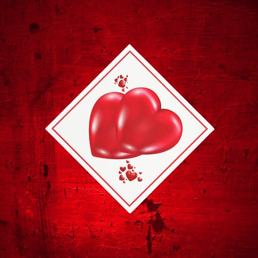 赤いハートシンプルオンホワイトハッピーバレンタインデー | スタンダードカクテルナプキン