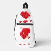 赤いハートシンプルオンホワイトハッピーバレンタインデー | スリングバッグ (正面)