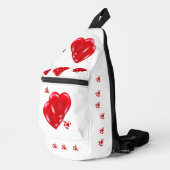 赤いハートシンプルオンホワイトハッピーバレンタインデー | スリングバッグ (右コーナー)