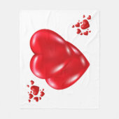 赤いハートシンプルオンホワイトハッピーバレンタインデー | フリースブランケット (正面)