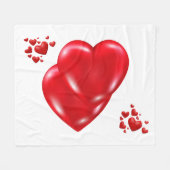 赤いハートシンプルオンホワイトハッピーバレンタインデー | フリースブランケット (正面(横))