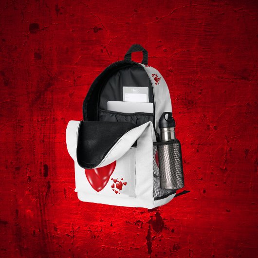 赤いハートシンプルオンホワイトハッピーバレンタインデー | プリントバックパック