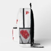 赤いハートシンプルオンホワイトハッピーバレンタインデー | プリントバックパック (右)