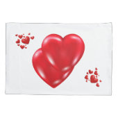 赤いハートシンプルオンホワイトハッピーバレンタインデー | 枕カバー (裏面-左)