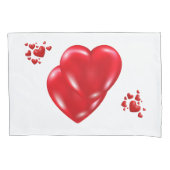 赤いハートシンプルオンホワイトハッピーバレンタインデー | 枕カバー (正面左)