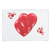 赤いハートシンプルオンホワイトハッピーバレンタインデー | 枕カバー (正面右)