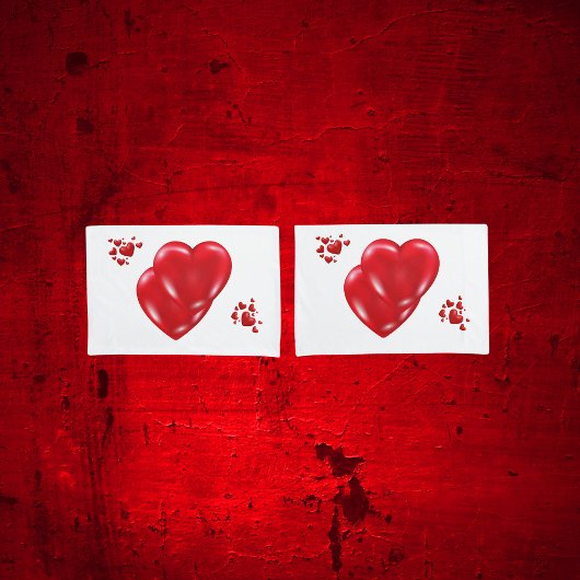 赤いハートシンプルオンホワイトハッピーバレンタインデー | 枕カバー