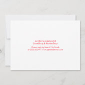 赤いハートシンプルズバレンタインブライダルシャワー 招待状 (裏面)