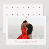 赤いハートシンプルハッピーバレンタインデー写真 シーズンカード (正面/裏面)