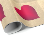 赤いハートシンプルバラ金ゴールド包装紙 ラッピングペーパー (ロールコーナー)