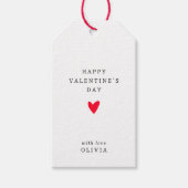 赤いハートシンプルバレンタインデー ギフトタグ (正面)