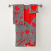 赤いハートシンプルロマンチックラブオンシャルカル | バスタオルセット (インサイチュ)