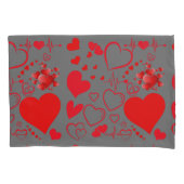 赤いハートシンプルロマンチックラブオンチャコールオン | 枕カバー (正面左)