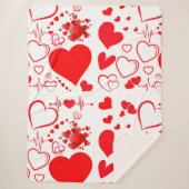 赤いハートシンプルロマンチックラブオンホワイト | シェルパブランケット (正面)