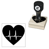 赤いハートシンプルEKGハートモニタ ラバースタンプ (押印)