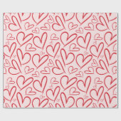 赤いハートシームレスパターン ラッピングペーパー (フラット)