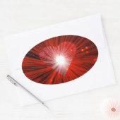 赤いハートシール楕円 楕円形シール (封筒)