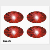 赤いハートシール楕円 楕円形シール (シート)