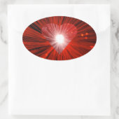 赤いハートシール楕円 楕円形シール (バッグ)