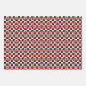 赤いハートスクエアパターンValentines Day ラッピングペーパーシート (正面3)