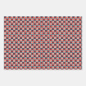 赤いハートスクエアパターンValentines Day ラッピングペーパーシート (正面)