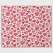 赤いハートスケッチ ラッピングペーパー (フラット)
