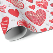 赤いハートスケッチ ラッピングペーパー (ロールコーナー)
