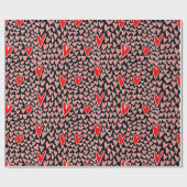 赤いハートスタイリッシュパタンバレンタインの日 ラッピングペーパー (フラット)